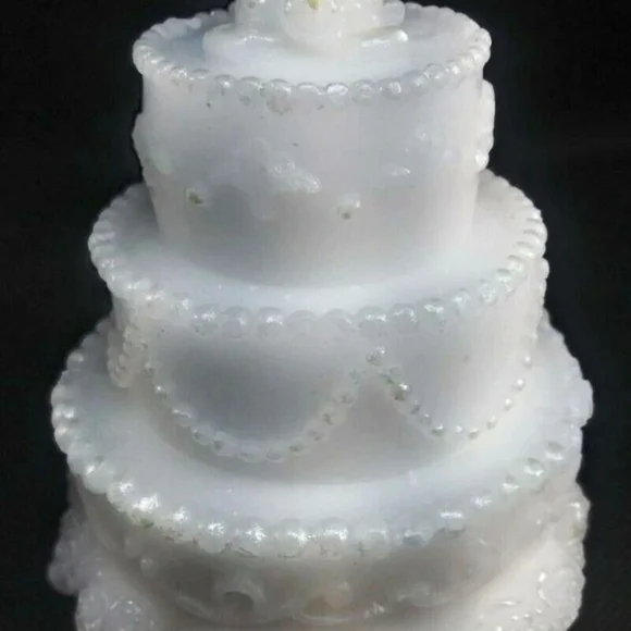 HS CANDLES # F083CW Round 3 Tier Wedding Cake Candle Cake Topper, Pearl Accent