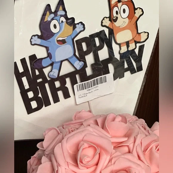 Bluey Dogs Theme Party Decorations Happy Birthday Cake topper
