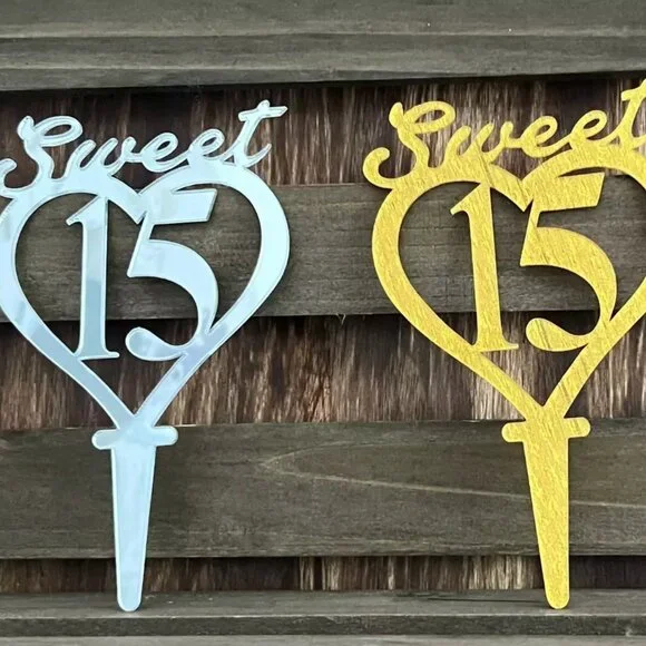 Plastic Heart Sweet 15 Cake Topper Mis Quince Años Decoration
