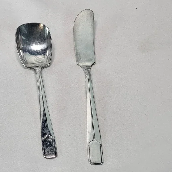 Holmes & Edwards IS Napoleon Inlaid Flatware Set Butter Knife & Sugar Spoon
