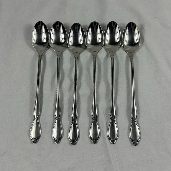 6 Oneida Community CHATELAINE stainless ICED TEA SPOONS Betty Crocker