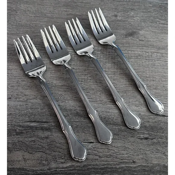 Pfaltzgraff Briarwood Salad Forks Stainless Glossy‎ Set Of 4