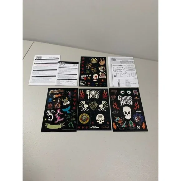 Genuine New Guitar Hero Stickers Lot of 4 w/ Manuals RARE
