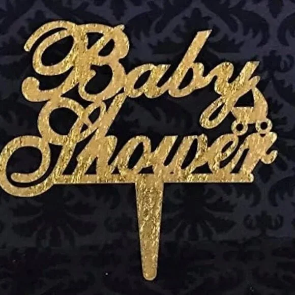 Baby Shower Gold Cake Topper Party Decoration Keepsake