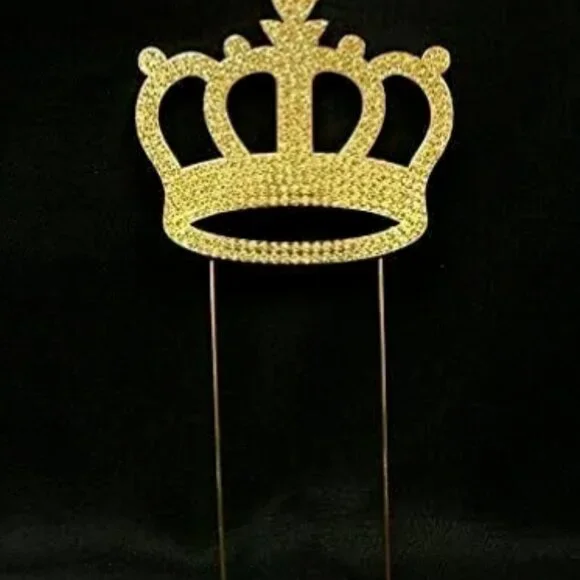 Large Gold Metal Crown Prince or Princess Cake Topper Party Decoration