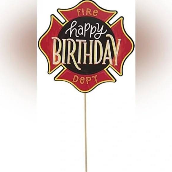 Fire Badge Happy Birthday Cake Topper Birthday Party Supplies Table Decoration