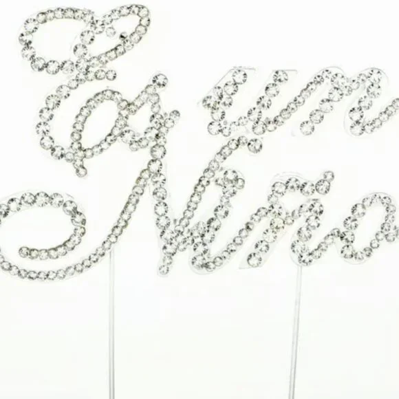 Silver Metal Es Un Niño Rhinestone Cake Topper Baby Shower Party Decoration