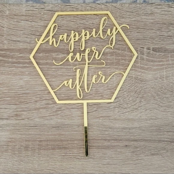 Gold 'Happily Ever After' Cake Topper