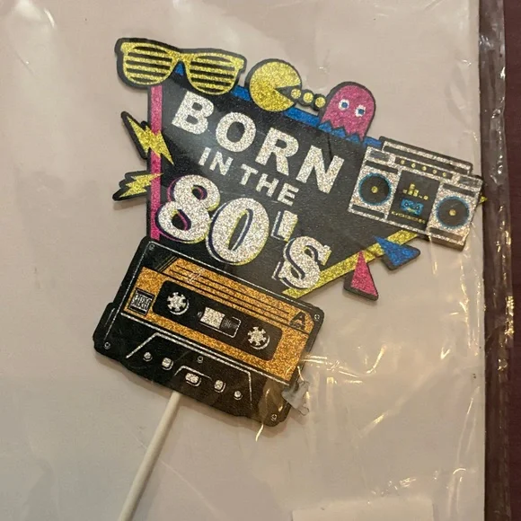 80's Retro Cake Topper with Cassette and Boombox