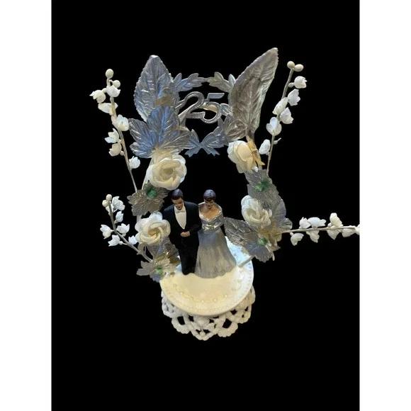 Vintage Mid Century 1960s Wedding Cake Topper Plastic 7