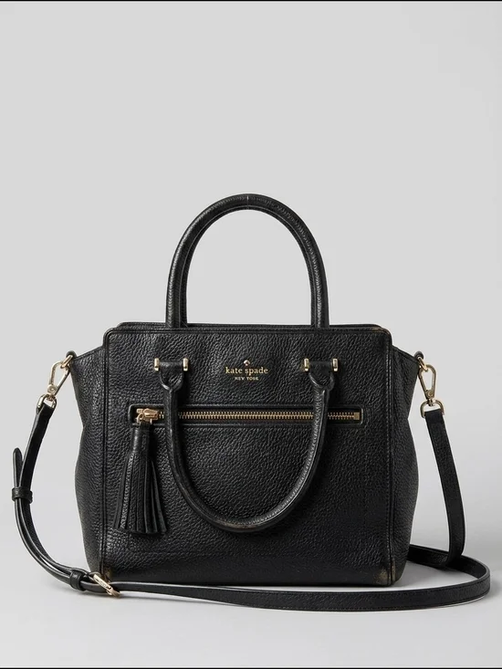 Kate Spade Black Leather Tassel Satchel