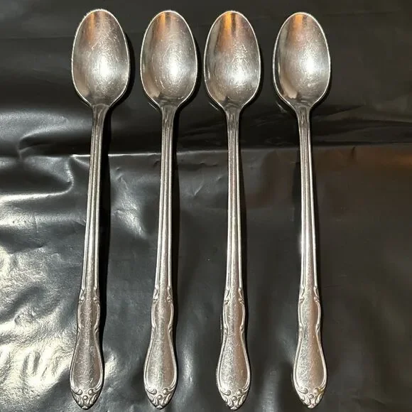 Oneida HOMESTEAD Stainless Simeon L & George H Rogers LTD 4 Iced Tea Spoons