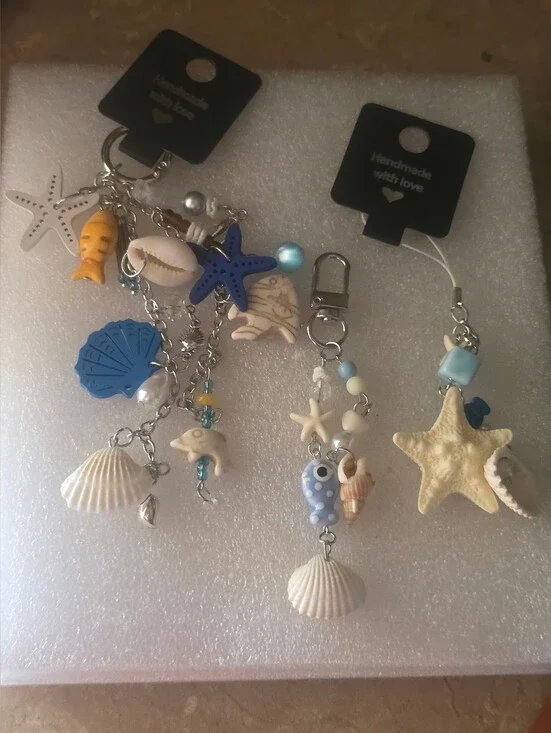 Handmade 3 Piece Set .Matching Key, Bag And Phone Charm.