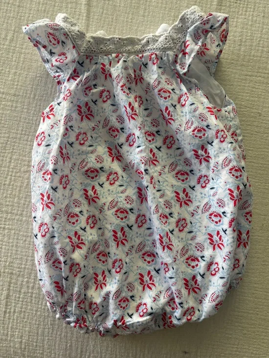 Janie and Jack Floral Bloomer - White, Red, Blue