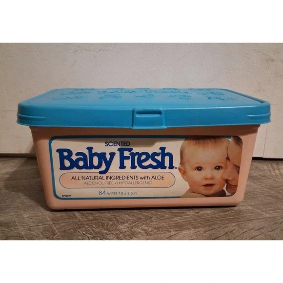 Vintage Baby Wipes Container Tub 90s Pink Blue Baby Fresh Scott RARE‎ HTF