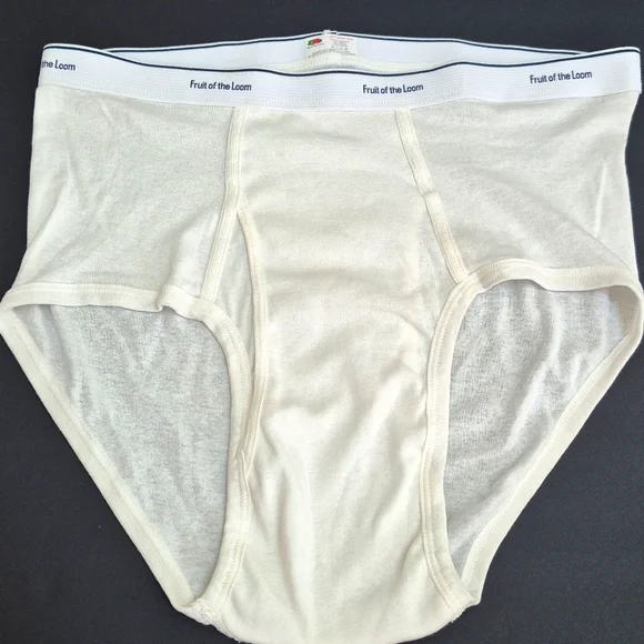 Vintage Fruit of the Loom Men's White Cotton Briefs Underwear Tighty 13765 XL