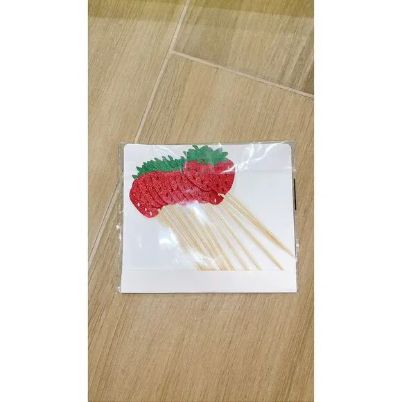 12 New Strawberry Cupcake Toppers