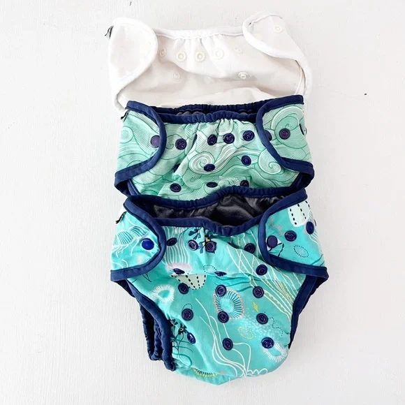 Best Bottoms Diaper Cover Lot of 3 Ocean Sea Jellyfish Reusable Bestbottoms