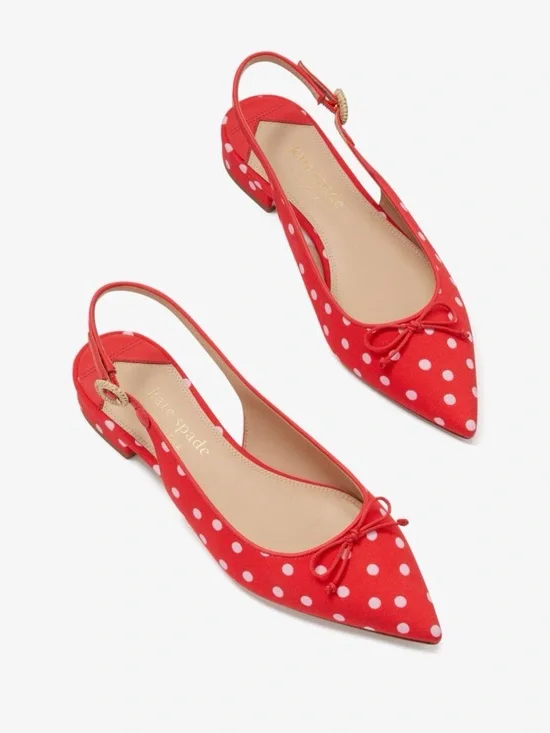 NWOT Kate Spade Red Polka Veronica Flats Size 8
