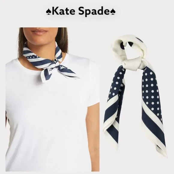 NWT Kate Spade dots silk blend scarf 18x18