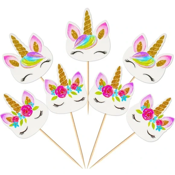 48 Unicorn Cupcake Toppers