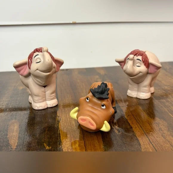 Mini Jungle Book Animal Figure Set Elephants and Puma Brown Cream Disney Lot