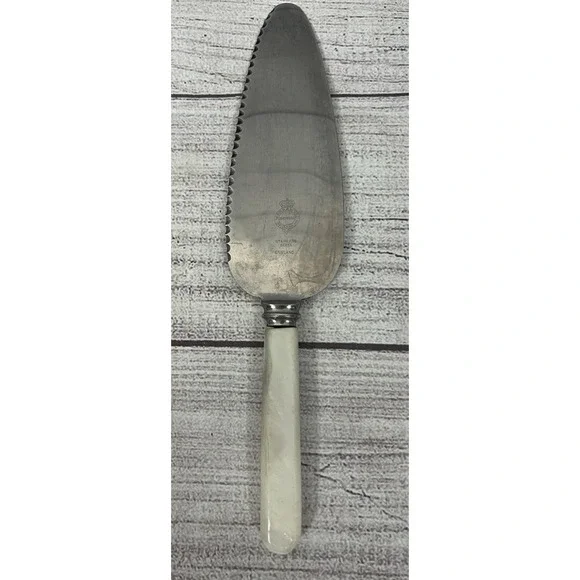 Vintage Sheffield England Cake Server Faux Mother Of Pearl Handle Serrated