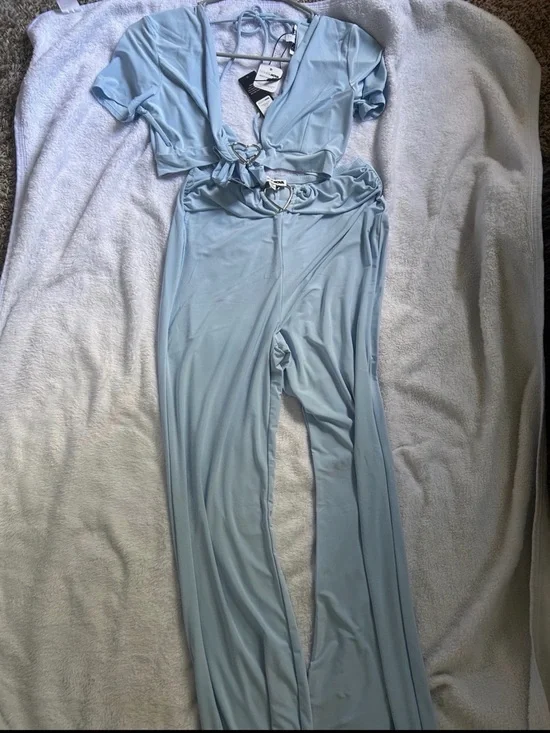 Fashion Nova Baby Blue Matching Pant Set