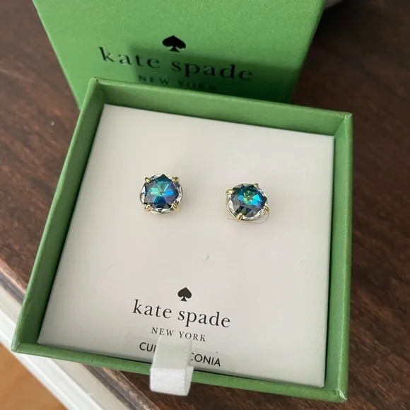 Kate Spade Cubic Zirconia blue crystal stud earrings NIB