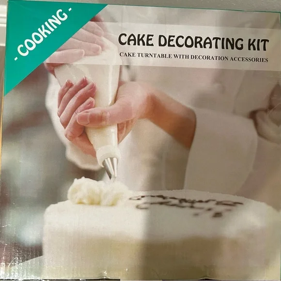 Cake Decorating Kit with Turntable - White