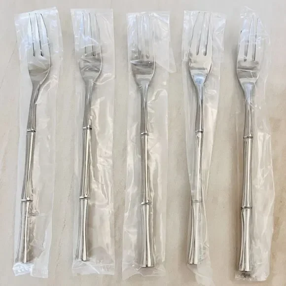 5 Towle Bamboo-Bright Cocktail/Seafood Fork Stainless 18/8 Supreme Cut SCC Japan