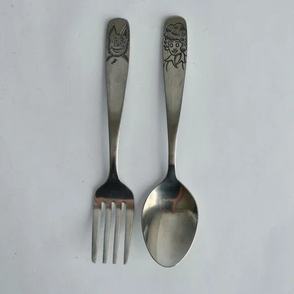 Annie Child's Fork & Spoon Set Stainless by Bonny Korea Chicago Tribune 1978