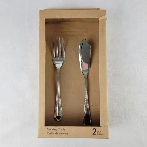 Abert‎ 2 Piece Stainless Serving Tools Knife Fork Set Holiday Dinner Italy