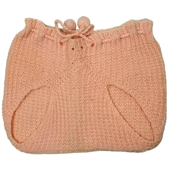 Vintage 60s Bloomers Diaper Cover Wool Knit Peach Unisex Child Drawstring