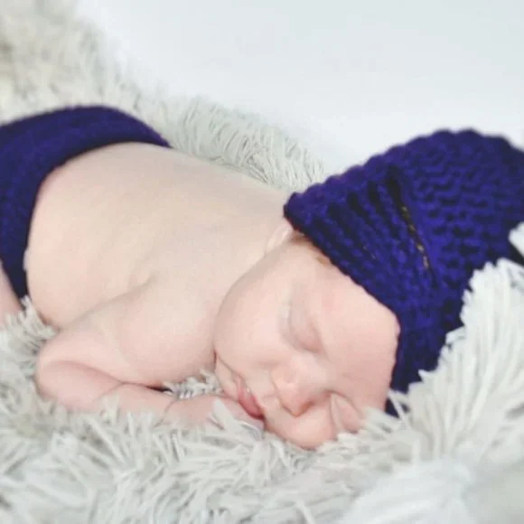 💜 PURPLE CROCHET SET · DIAPER COVER + TURBAN HAT · 0–3 MO 👶