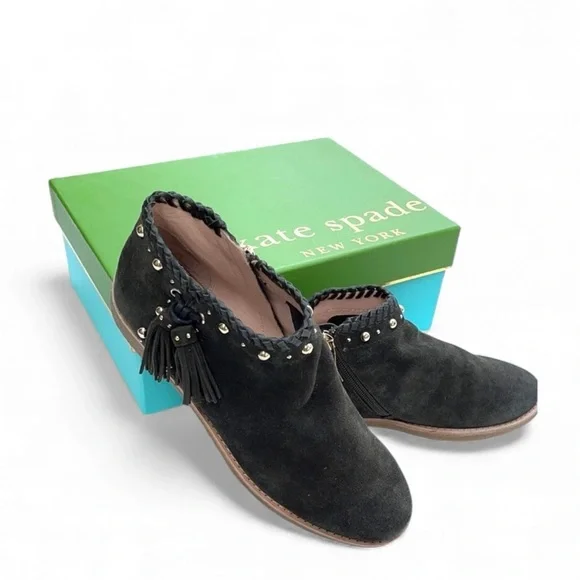 New Kate spade suede Bowie booties with fringe tassels