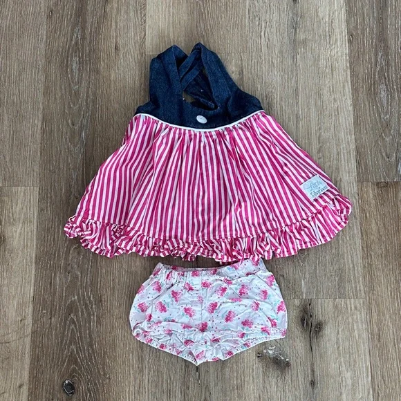 Charming‎ Pink Striped Diaper Cover Set