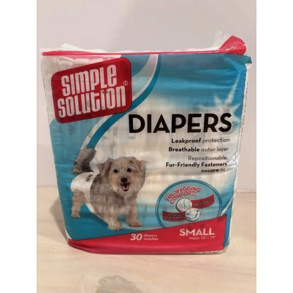 Simple‎ Solution True Fit Dog Diapers Female Small 30 Count Disposable White