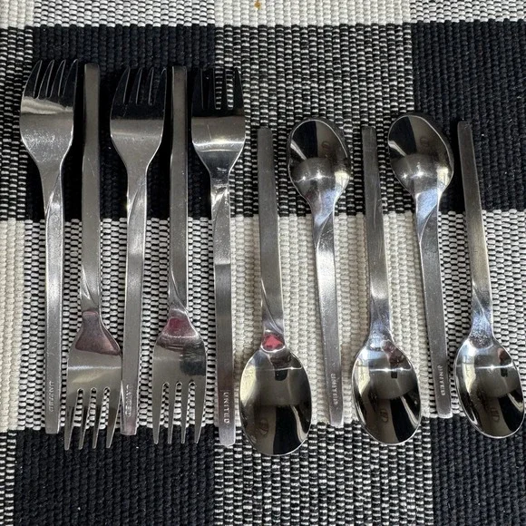 United Airline 1st Class Stainless Flatware 5 Forks 5 Spoons - Vintage 60's-70's