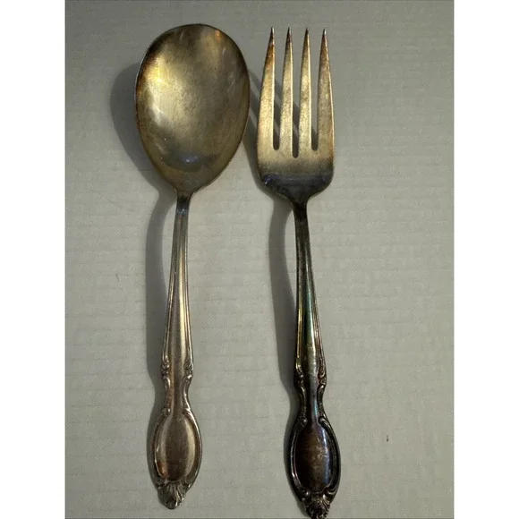 International Silver 2 Serving Pcs. PRECIOUS‎ MIRROR Serving Fork, Spoon