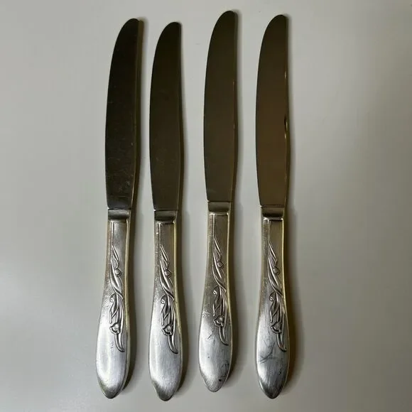 Vintage Stainless Steel Flatware Dinner Knife Knives Set Of 4 lightweight