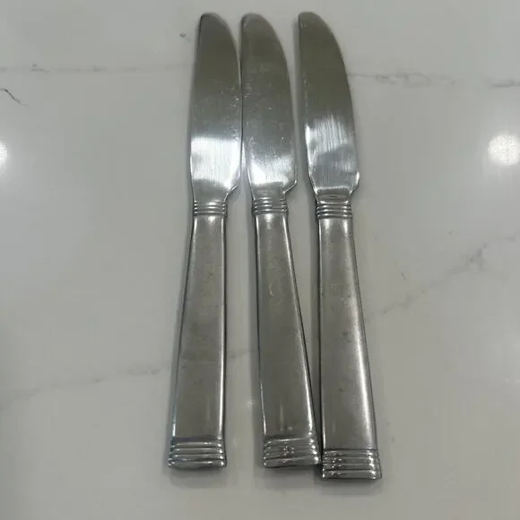 Vtg Wallace NAPOLI-FROST Stainless 18/10 Set of 3 Flatware 8.5” Dinner Knives