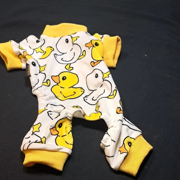 Yellow Duck Print Dogs One Piece Jamies