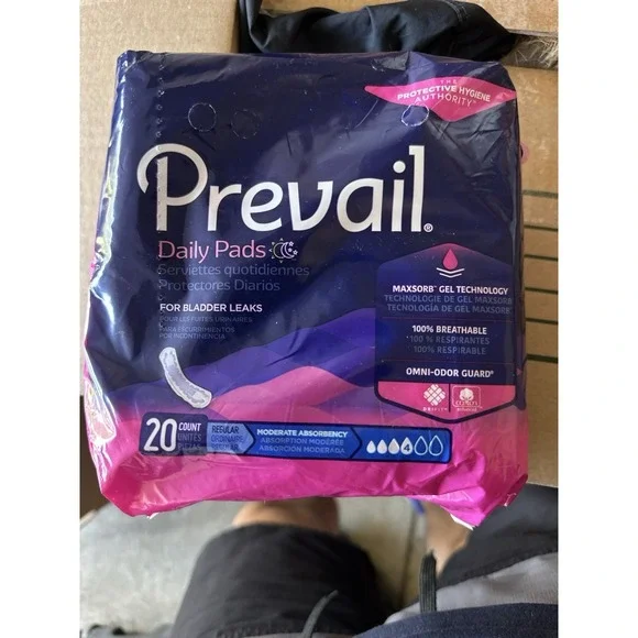 Prevail Daily Pads Moderate Absorbency 20 Count Bladder Leak Protection