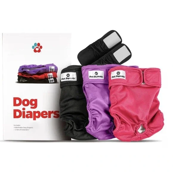 Pet Parents® Washable Dog Diapers (3pack) + Extendrs® of‎ Doggie Diapers Small