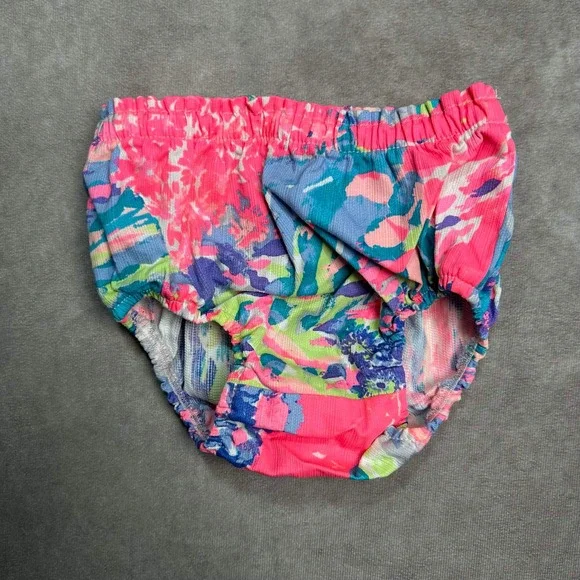 Lilly Pulitzer Baby Bloomers Diaper Cover 12-18 Months Pink Blue Floral Print