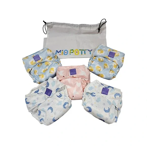 Bambino Mio Cloth Diapers OS Baby Miosolo Multi AIO Reusable 5pk Wet Bag Set NEW