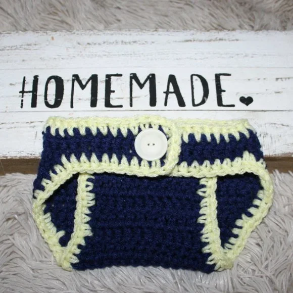 💙 NAVY + YELLOW DIAPER COVER · 0–3 MO 💛