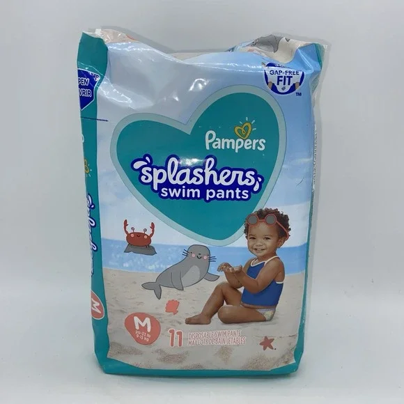 Pampers Splashers Disposable Swim Pants Size M 20-33lb. (11 pack) NEW‎