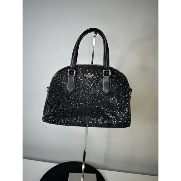 Kate Spade Laurel Way Mini Reiley Black Glitter Crossbody Purse Handbag